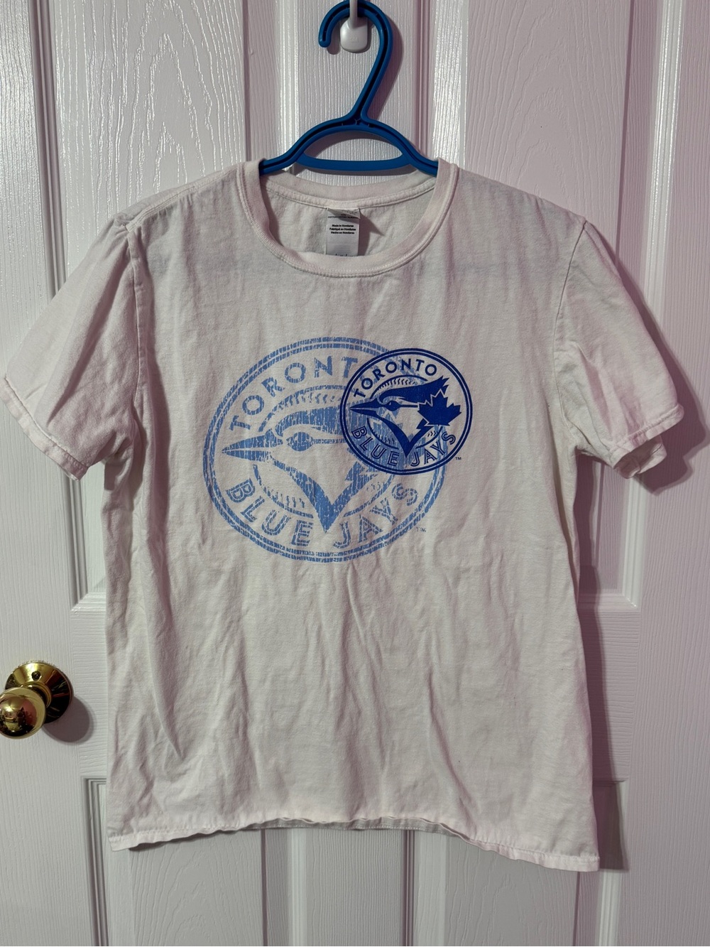 Gildan White Tee with Blue Toronto Blue Jays Logo